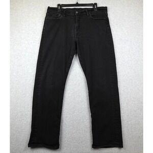 Levis 504 Regular Straight Black Denim Jeans Men's Size 36x32 Distressed